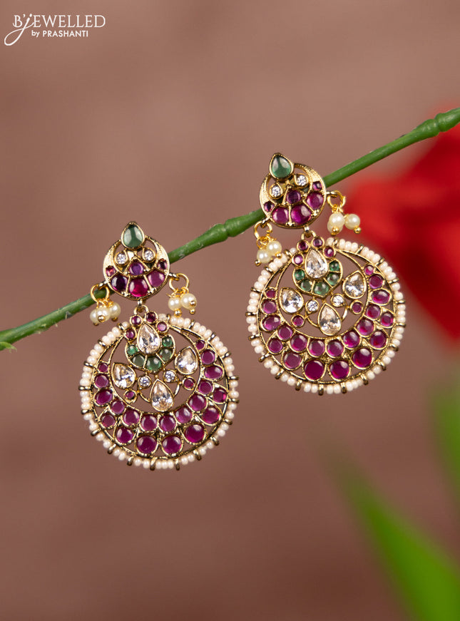 Antique earrings with kemp and kundan stones