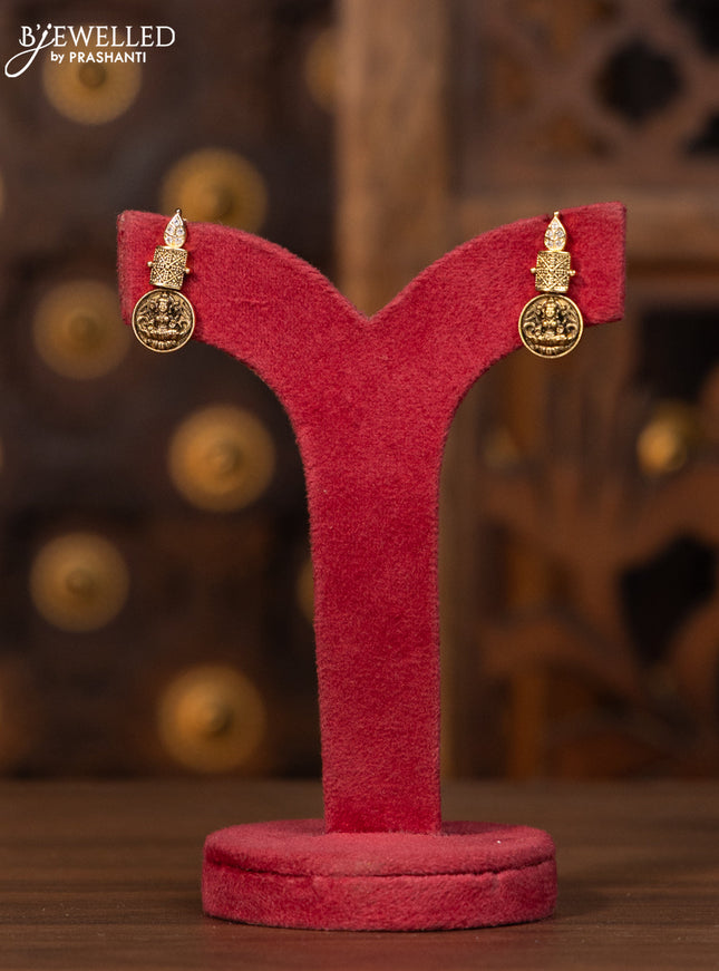 Antique necklace lakshmi coin design with cz stones