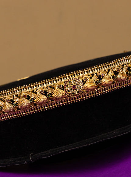 Antique hip belt swan design in multicolor kemp stones