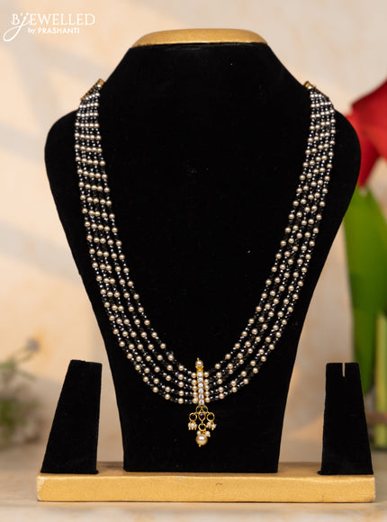 Beaded necklace black color beads with multicolor stone pendants