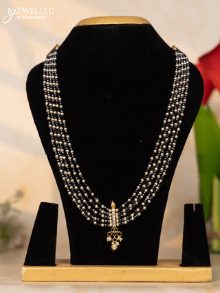 Beaded necklace black color beads with multicolor stone pendants