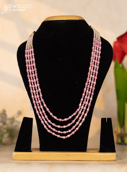 Beaded necklace baby pink color beads and mixed pearls