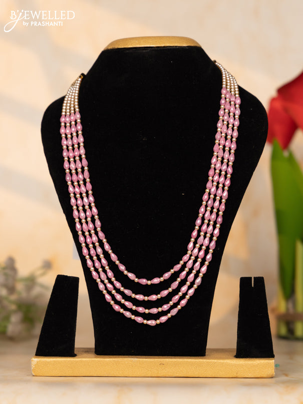 Beaded necklace baby pink color beads and mixed pearls