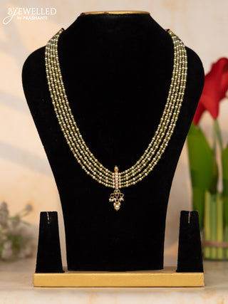 Beaded necklace mehandi green color beads with multicolor stone pendants