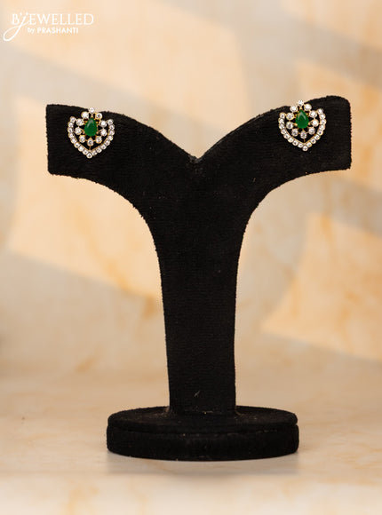 Beaded necklace with multicolor pink and green beads and cz stone pendnat