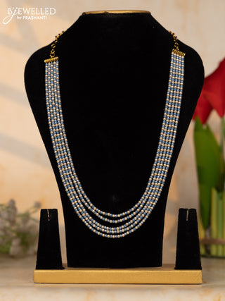 Beaded necklace mild blue color beads with alternate pearls