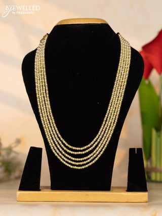 Beaded necklace lime yellow color beads with alternate pearls
