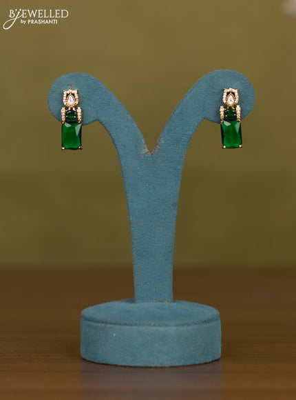 Necklace with emerald & kundan cz stones in victorian finish