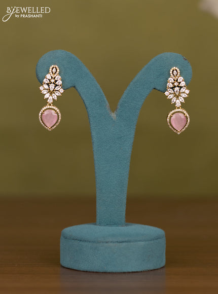 Necklace with baby pink & cz stones in victorian finish