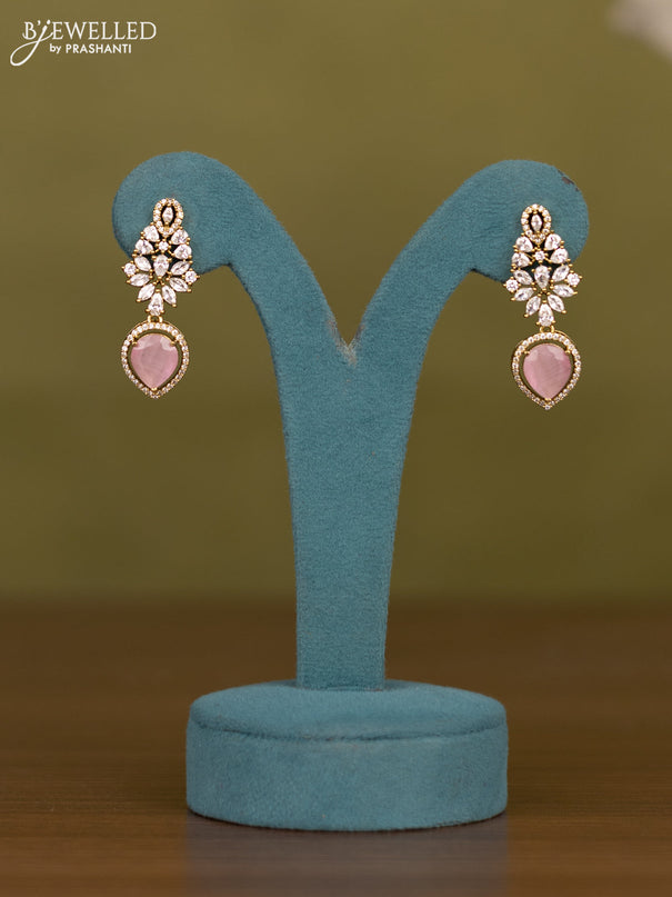 Necklace with baby pink & cz stones in victorian finish