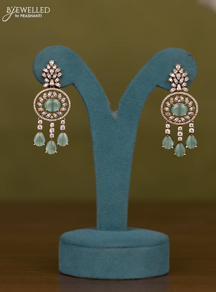 Necklace with mint green & cz stones and hangings in victorian finish