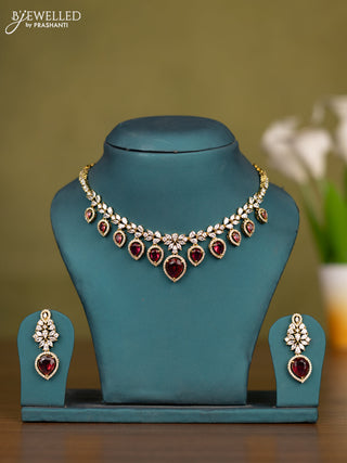Necklace with ruby and cz stones in victorian finish
