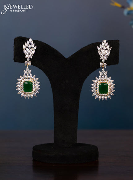 Zircon necklace with two layers cz and green stones in gold finish