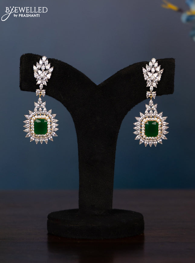 Zircon necklace with two layers cz and green stones in gold finish