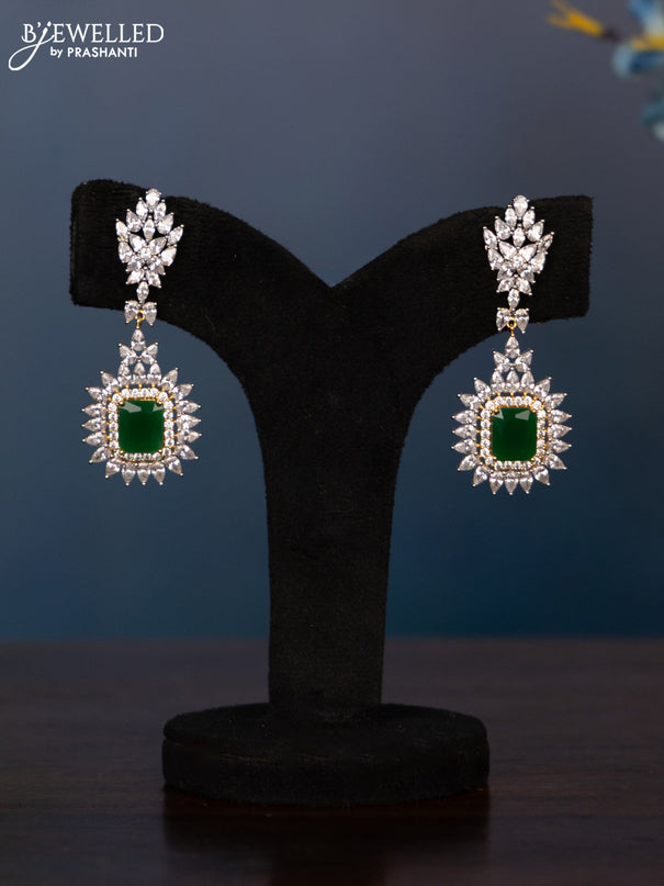 Zircon necklace with two layers cz and green stones in gold finish