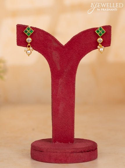 Pearl multilayer necklace with kemp & kundan stones and pearl hangings