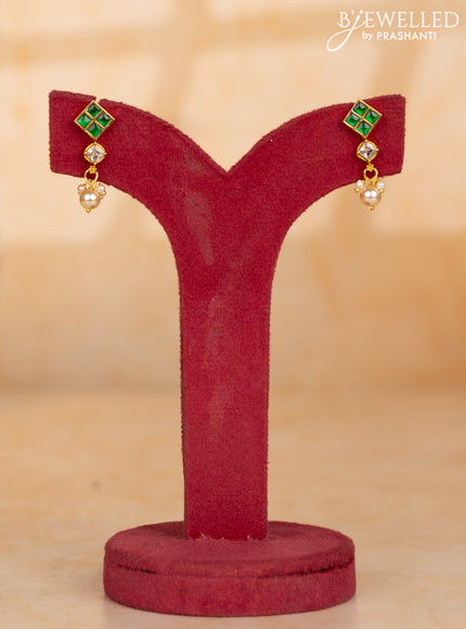 Pearl multilayer necklace with kemp & kundan stones and pearl hangings