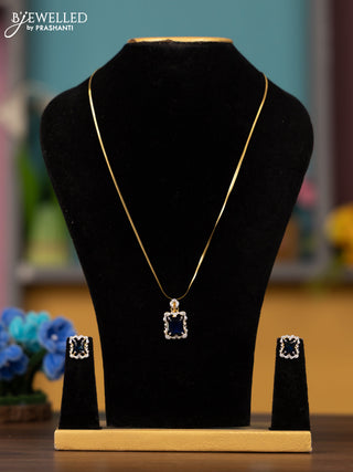 Antique chain with sapphire and cz stones pendant