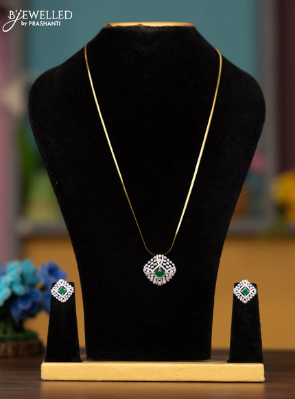 Antique chain with emerald and cz stones pendant