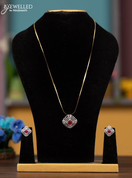 Antique chain with ruby and cz stones pendant