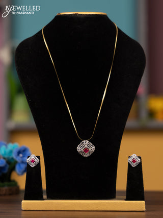 Antique chain with ruby and cz stones pendant