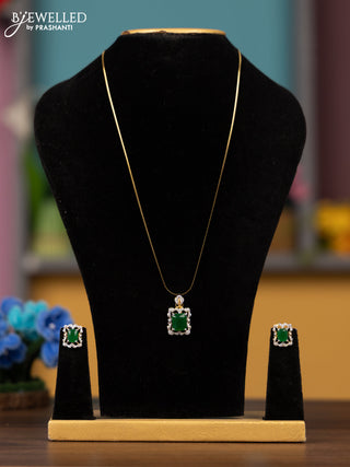 Antique chain with emerald and cz stones pendant