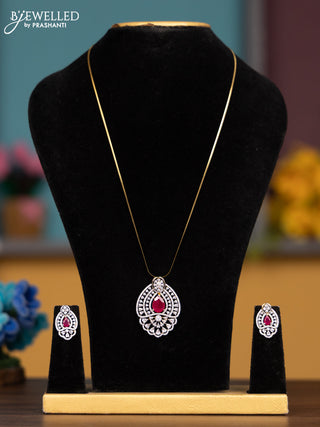Antique chain with ruby and cz stones pendant
