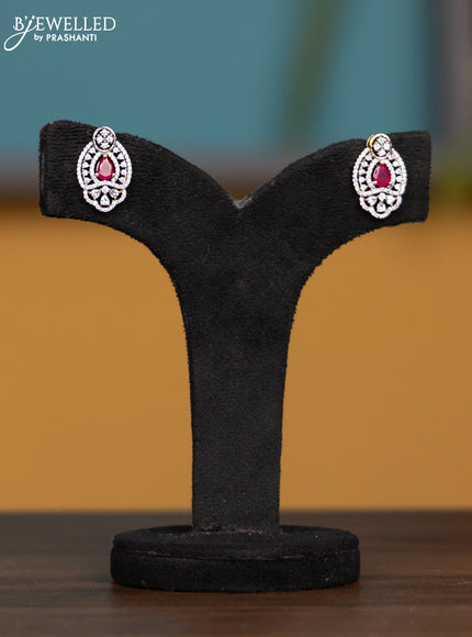 Antique chain with ruby and cz stones pendant