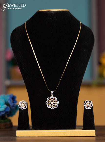 Antique chain with cz stones and floral pendant