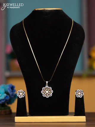Antique chain with cz stones and floral pendant