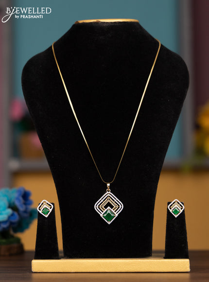 Antique chain with emerald and cz stones pendant