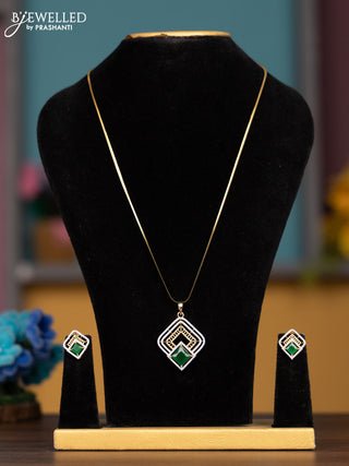 Antique chain with emerald and cz stones pendant