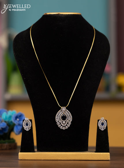 Antique chain with sapphire and cz stones pendant