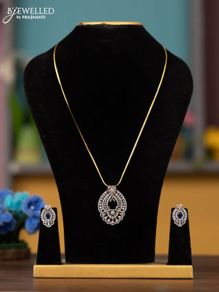 Antique chain with sapphire and cz stones pendant