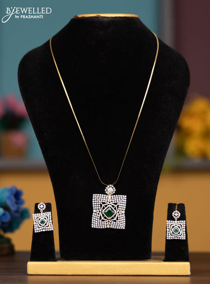 Antique chain with emerald and cz stones pendant