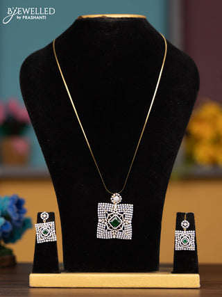 Antique chain with emerald and cz stones pendant