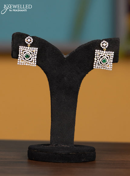 Antique chain with emerald and cz stones pendant