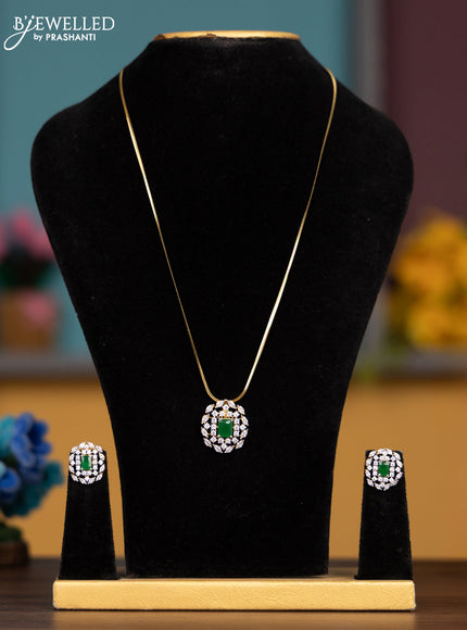 Antique chain with emerald and cz stones pendant