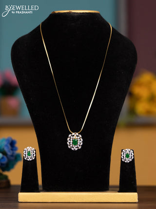 Antique chain with emerald and cz stones pendant