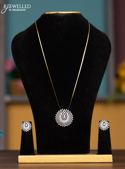 Antique chain with cz stones and floral pendant