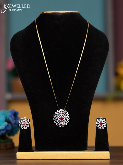 Antique chain with ruby and cz stones pendant