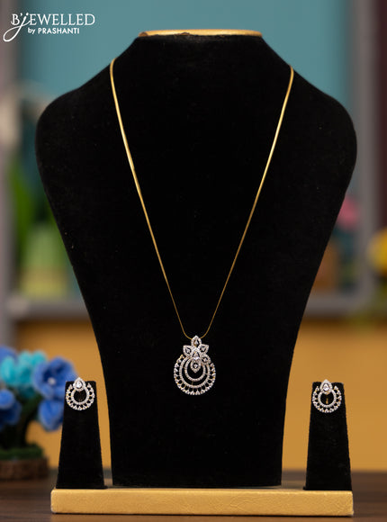 Antique chain with cz stones pendant