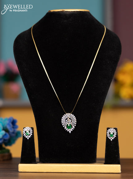 Antique chain with emerald and cz stones pendant