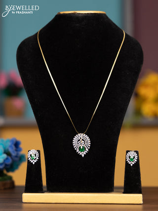 Antique chain with emerald and cz stones pendant