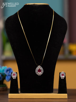 Antique chain with ruby and cz stones pendant
