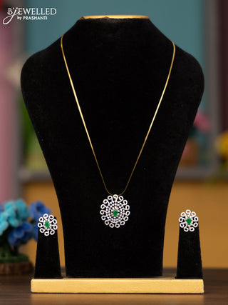 Antique chain with emerald and cz stones pendant