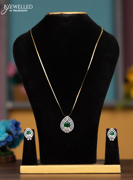 Antique chain with emerald and cz stones pendant