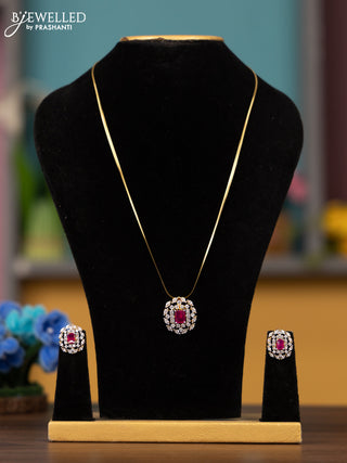 Antique chain with ruby and cz stones pendant