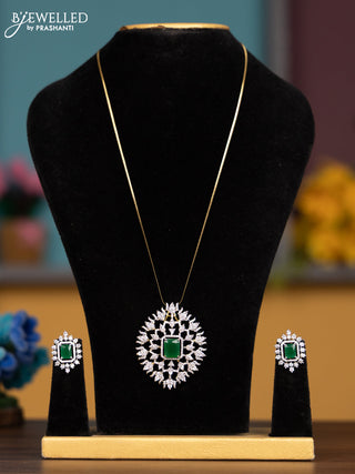 Antique chain with emerald and cz stones pendant