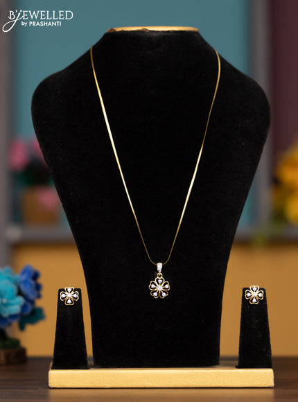 Antique chain with cz stones and floral pendant